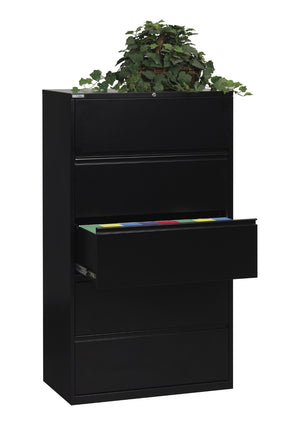 OSP Home Furnishings 36" Wide 5 Drawer Lateral File Cabinet with Locking Security and Ball Bearing Slides LF536-B
