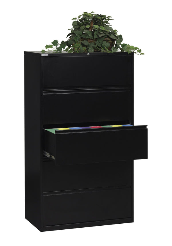 OSP Home Furnishings 36" Wide 5 Drawer Lateral File Cabinet with Locking Security and Ball Bearing Slides LF536-B