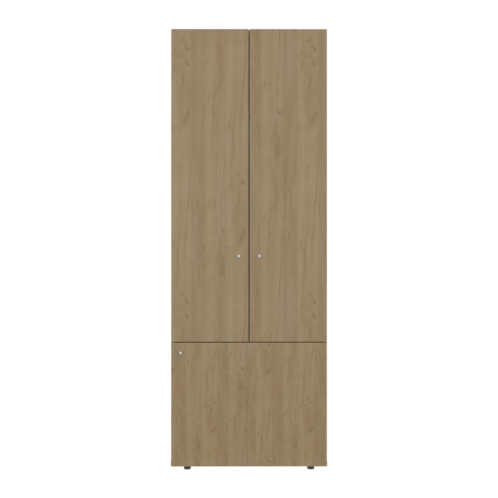 English Elm Home 3 Door Closet System Oak — Compact Freestanding Bedroom Storage with Shelves & Hanging Rod, Durable Engineered Wood B200P362058