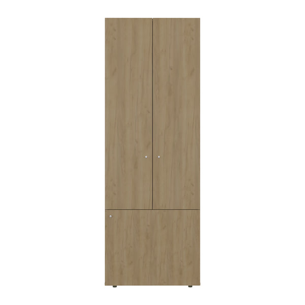 English Elm Home 3 Door Closet System Oak — Compact Freestanding Bedroom Storage with Shelves & Hanging Rod, Durable Engineered Wood B200P362058