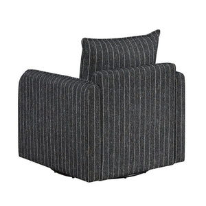 English Elm Contemporary Swivel Accent Chair Striped Plush Upholstery for Modern Living Rooms B011P458632