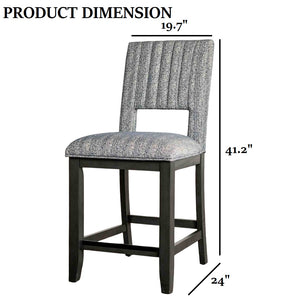 English Elm Transitional Westerham Arm Chair Set of 2 — Dark Cherry wood, upholstered comfort, gold-capped legs elegance Blue,Gray 43 L x 19 W x 15 H B2741P409549