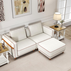 English Elm Modular 86-Inch Sectional Sofa: Luxurious White Linen, 70% Down-Filled Cushions, Washable Covers, Versatile Design T3966S00008