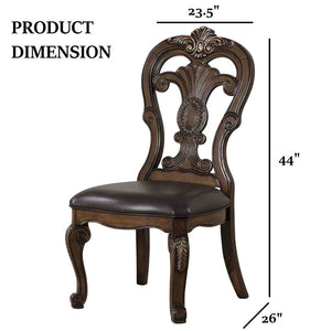 English Elm Traditional Elegant 2pc Arm Chair Set with Upholstered Seats, Ornate Corbels, Solid Rubberwood Finish Dark Brown 47 L x 23 W x 14 H B2741P407606