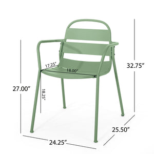 English Elm Christopher Knight Home® - TERRA Contemporary Bistro Set with Matte Powder-Coated Iron Frame, Curved Modern Design for Patio Dark Green N773P278393G