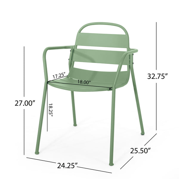 English Elm Christopher Knight Home® - TERRA Contemporary Bistro Set with Matte Powder-Coated Iron Frame, Curved Modern Design for Patio Dark Green N773P278393G