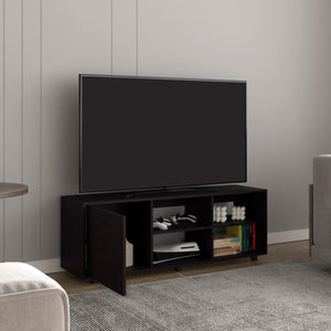 English Elm Adel 51" TV Stand with Cabinet and Four Shelves, Cable Management, Holds Up to 60" TVs, Sleek Design Black 53.01 L x 21.01 W x 5.01 H B070P254801