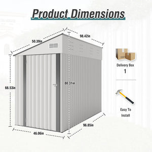 English Elm Campcraft Metal Storage Shed with Sloped Roof Ventilation and Weather Resistant Steel Panels White W1598S00047