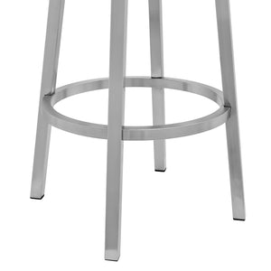 English Elm Corvin 30" Swivel Bar Stool in Gray Faux Leather — Armless Metal Frame, 360° Swivel, Easy Clean B2736P268554
