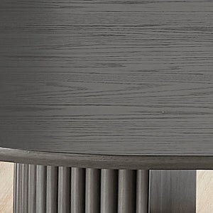 English Elm Valencia 80" Oval Oak Dining Table with Fluted Dual Pedestal Base, Durable Rubberwood Craftsmanship Gray B061S00946