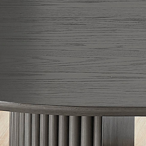 English Elm Valencia 80" Oval Oak Dining Table with Fluted Dual Pedestal Base, Durable Rubberwood Craftsmanship Gray B061S00946