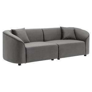English Elm 87" Curved Boucle Sofa Sculptural Low Profile Design for Contemporary Living Rooms N767P354840G