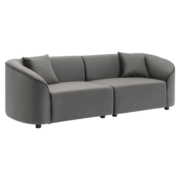 English Elm Package Curved Sculptural Sofa Soft Off-white Upholstered Modern Living Room Seating Grey N767P232385G