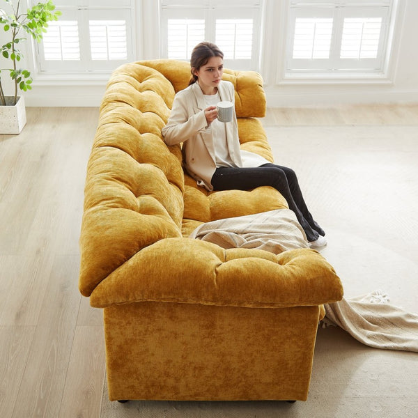 English Elm 94.8" Plush Chenille Cloud Sofa Deep Seat Comfort for Modern Living Rooms W1193S00174