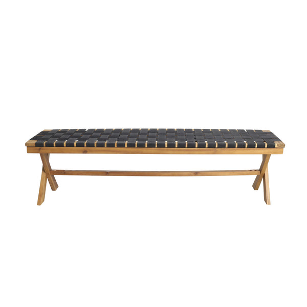 English Elm Christopher Knight Home® - BANFF Teak Acacia Bench with Rope Weave and X-Cross Frame — Durable Outdoor Seating, 800 lb Capacity 70999.00