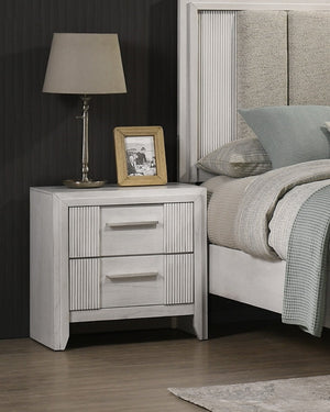 English Elm 1pc Contemporary Nightstand with Two Spacious Drawers in Mist White Finish for Modern Bedrooms Antique White 20 L x 27 W x 27 H B2741P404842