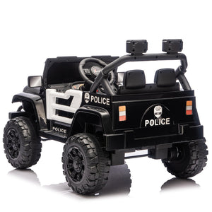 English Elm 12v Kids Police Ride on Car with Remote Control Dual Motors Suspension and Bluetooth W1578P353183