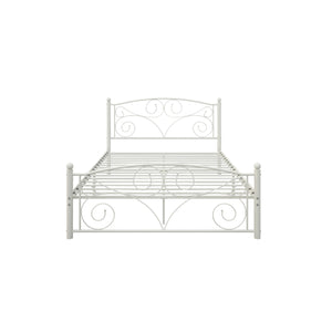 English Elm Full Upholstered Platform Bed Frame with Headboard, Sturdy Wood Slats, No Box Spring Needed, Easy Assembly White 59.45 L x 23.23 W x 3.94 H W2297P347655