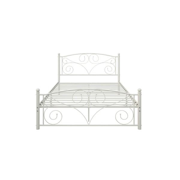 English Elm Full Upholstered Platform Bed Frame with Headboard, Sturdy Wood Slats, No Box Spring Needed, Easy Assembly White 59.45 L x 23.23 W x 3.94 H W2297P347655
