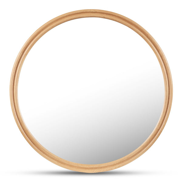 English Elm Alcott 48 Inch Solid Oak Round Wall Mirror with Double Edge Frame for Any Room B2769P504200