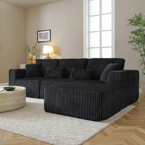English Elm 109'' Modular L-shape Sectional Deep Seat Corduroy Couch for Living Room Lounge W1117S00304