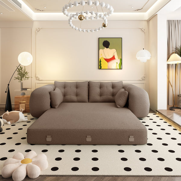 English Elm Human Dog Bed 3-In-1 Foldable Sofa Bed - Multi-Functional Teddy Fabric Lounge, Guest Bed, Brown W1885P387770