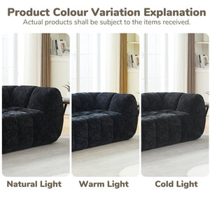 English Elm Chenille Cloud Sofa with Quilted Seat and Piano Backrest for Modern Living Spaces Black W834P442224
