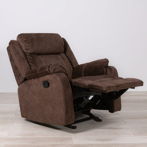 English Elm SONET Domino Upholstered Suede-Like Recliner Chair with Firm Cushy Seat and Light Rocking Comfort Coffee 35 L x 30.3 W x 26 H B201P216043