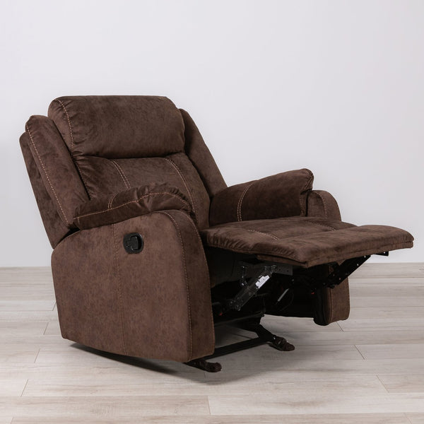 English Elm SONET Domino Upholstered Suede-Like Recliner Chair with Firm Cushy Seat and Light Rocking Comfort Coffee 35 L x 30.3 W x 26 H B201P216043