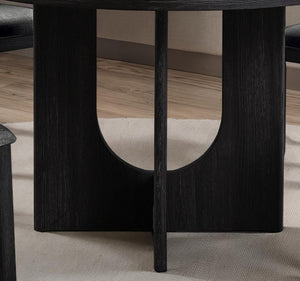 English Elm Contemporary Round Pedestal Dining Set with Upholstered Chairs for Modern Interiors Dark Gray B2741S00780