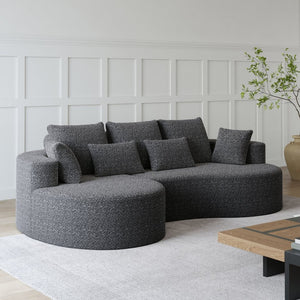English Elm Modern Chenille Cloud Sectional with Deep Curved Seating and 7 Pillows for Living Room W834S00486