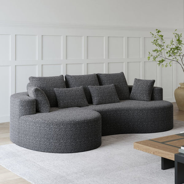 English Elm Modern Chenille Cloud Sectional with Deep Curved Seating and 7 Pillows for Living Room W834S00486