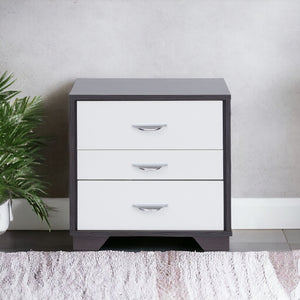 English Elm Eloy Contemporary White & Black Accent Table with 3 Drawers, MDF Construction, 40lb Top Capacity B2726P287564