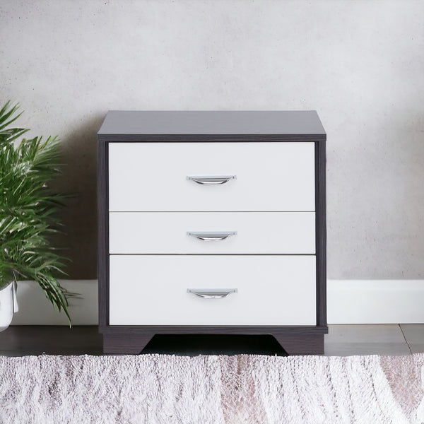 English Elm Eloy Contemporary White & Black Accent Table with 3 Drawers, MDF Construction, 40lb Top Capacity B2726P287564