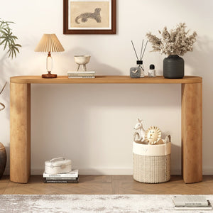 English Elm U_Style Modern Porch Table With Semi-Cylindrical Legs – Stylish Console For Entryways & Living Spaces N711P245617O-GIGA