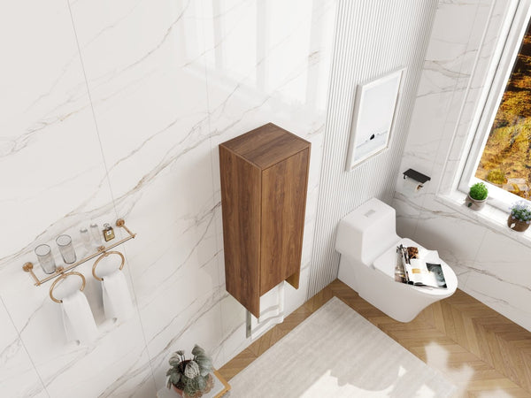 English Elm 12 Inch Wall Mounted Storage Cabinet Soft Close Door Ebony Wood Finish Bathroom W1972P457984