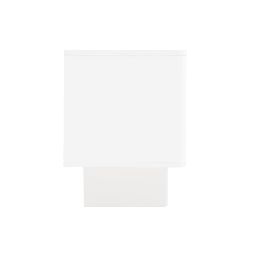 English Elm Ella Mid-Century 59" TV Stand with Cable Management, Adjustable Shelves, Drawer & Sled Legs White B365S00124