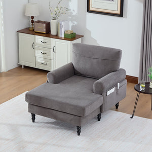 English Elm Modern Chenille Recliner Chaise Lounge Sofa Chair with High-Resilience Foam, Wide Seat, 550lb Capacity Dark Gray W395P371335
