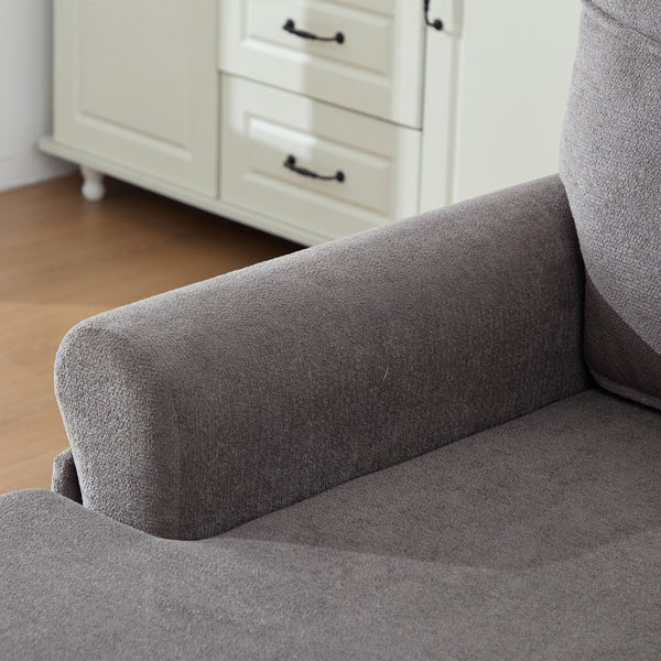 English Elm Modern Chenille Fabric Recliner Chaise Lounge Sofa with High-Resilience Foam, 550LB Capacity, Cozy Plush Backrest and Armrests for Living Room Relaxation Dark Gray W395P371335