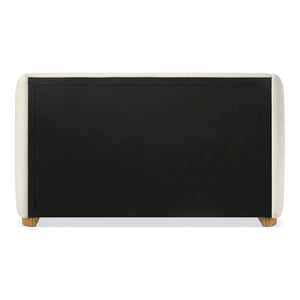English Elm 1pc Eastern King Boucle Wingback Platform Bed Gold Plinth Base Modern Bedroom B2741S00840
