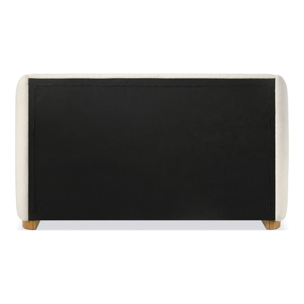 English Elm 1pc Eastern King Boucle Wingback Platform Bed Gold Plinth Base Modern Bedroom B2741S00840