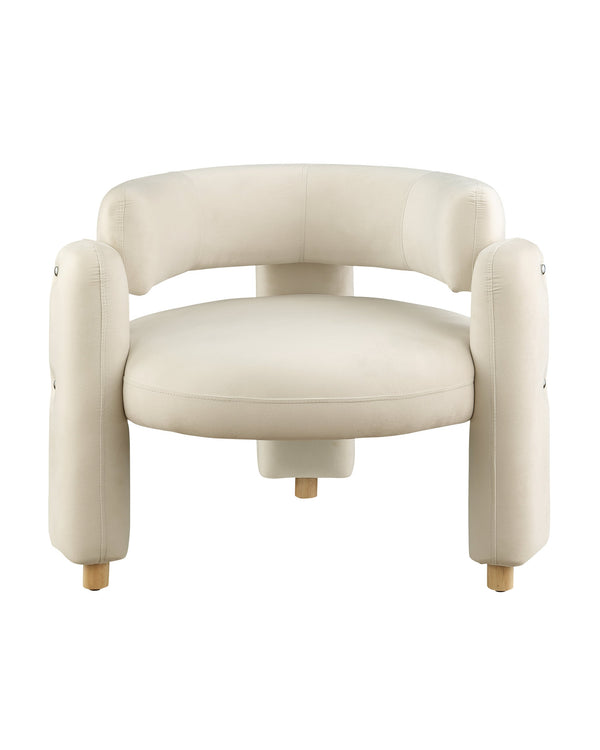 English Elm Accent Chair with Hollow Backrest for Ergonomic Support, Solid Wood Frame, Stylish Fabric Upholstery White W1420P194055