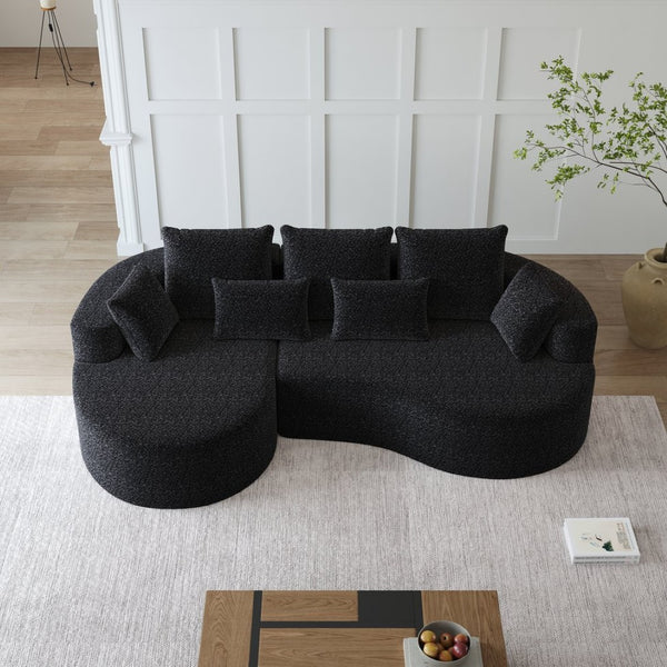 English Elm Modern Chenille Cloud Sectional Sofa with Deep Cushions and 7 Pillows for Living Room W834S00485