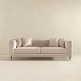 Ashcroft Furniture Edward Sofa in Light Cream Velvet - Mid-Century Modern Style | High-Density Foam & Removable Legs