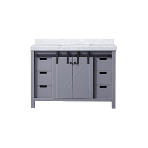 English Elm Dark Grey Bath Vanity 48" W X 22" D With Elegant Carrara Marble Top, Solid Wood Frame & Storage Solutions B2731P260022