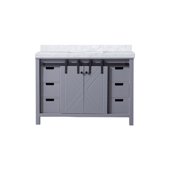 English Elm Dark Grey Bath Vanity 48" W X 22" D With Elegant Carrara Marble Top, Solid Wood Frame & Storage Solutions B2731P260022