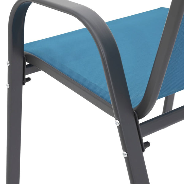 English Elm 6 Stackable Patio Chairs Set Textilene Mesh High Back Armrest Outdoor Seating Blue W640P417175