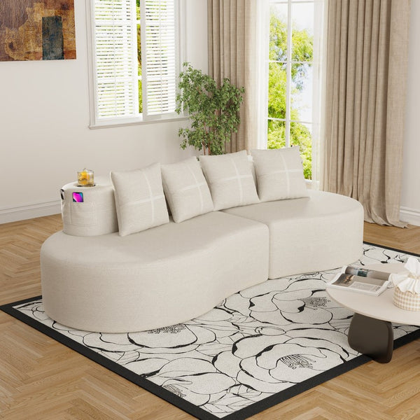 English Elm Modern Half Moon Chenille Sectional Three Seat Curved Sofa for Living Room or Apartment Beige W395P435337