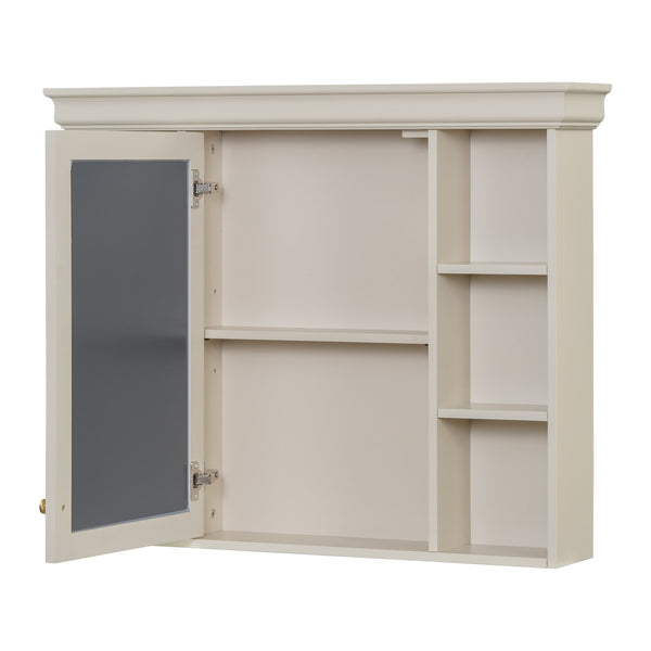 English Elm 35'' Blue Wall Mounted Medicine Cabinet with Mirror Door, MDF Storage, Adjustable Shelves & Towel Rod WF323692AAY