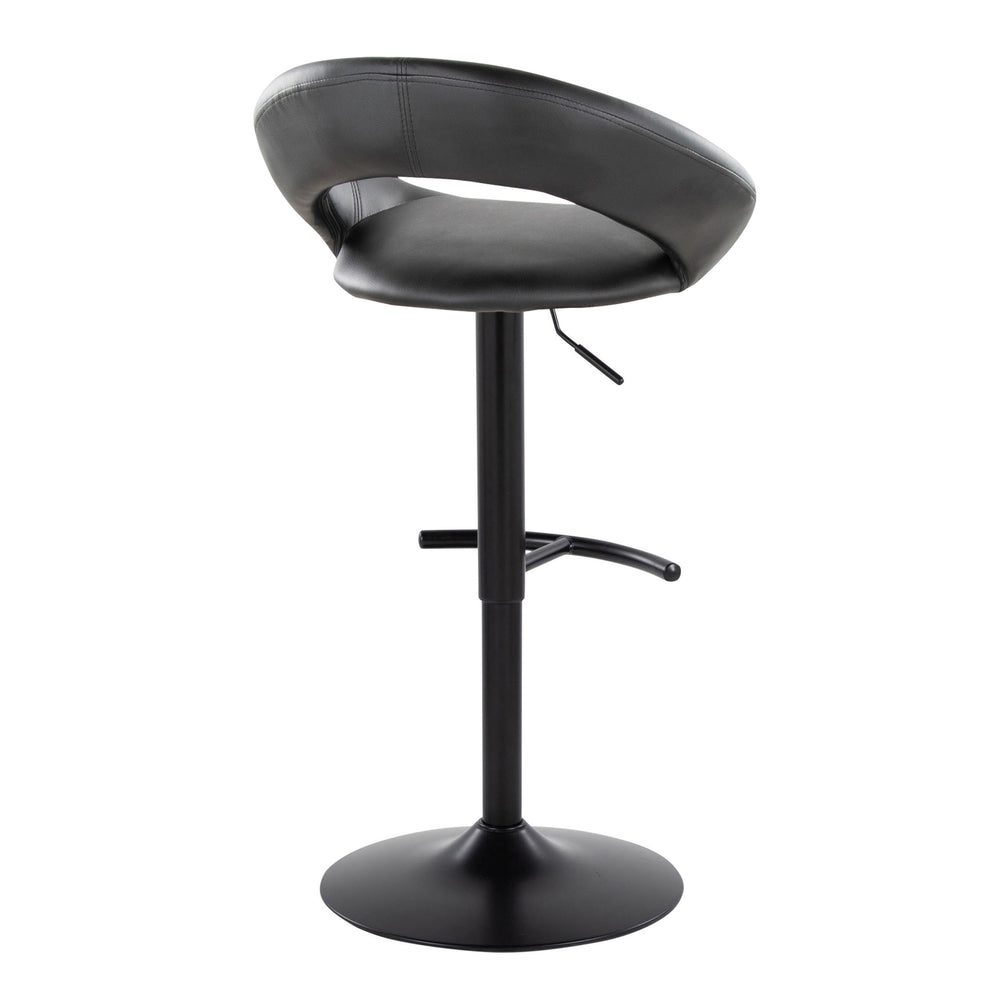 English Elm Posh Adjustable Contemporary Barstools Set of 2 — Black Faux Leather Swivel, Height-Adjustable Metal Base B202S00995
